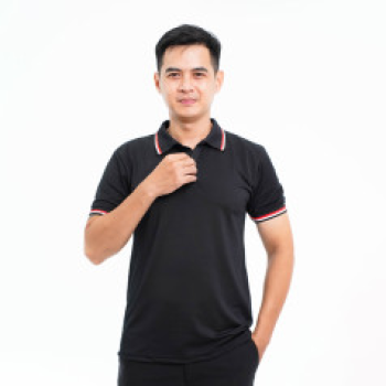 Áo polo đồng phục màu đen P02, Size M - Vải cá sấu mè