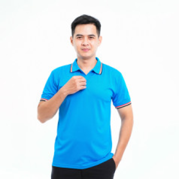 Áo polo đồng phục màu xanh dương P04, Size M - Vải cá sấu m