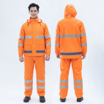 Bộ quần áo mưa phản quang màu cam PVC 2 lớp chống thấm A20, Size XL