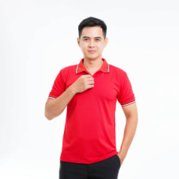 Áo polo đồng phục màu đỏ P05, Size M - Vải cá sấu mè
