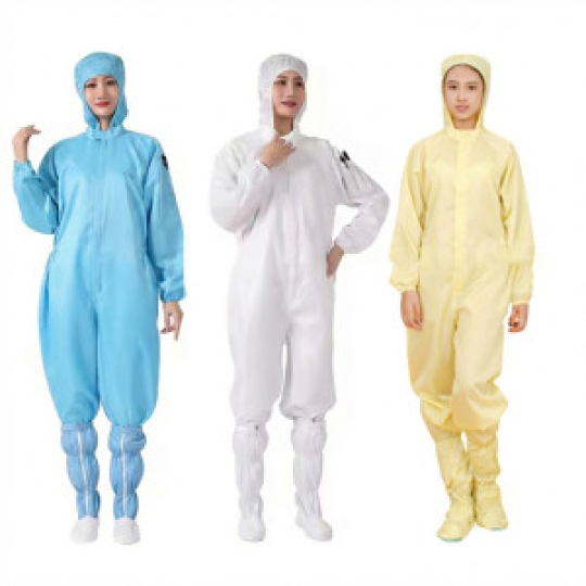 Quần áo phòng sạch chống tĩnh điện liền thân có mũ S102, Màu xanh - Size M