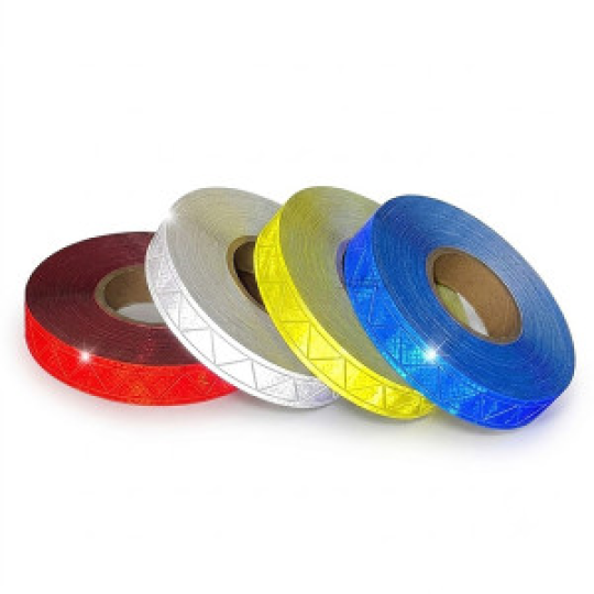 Dây phản quang nhựa họa tiết tam giác 2.5cm x 50m PQ11, Màu trắng