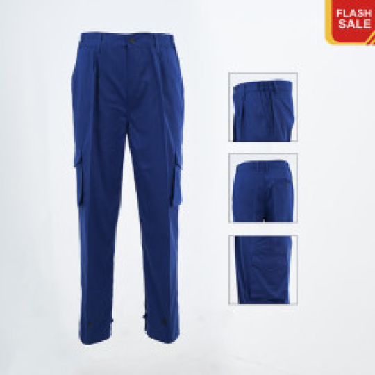 Quần bảo hộ lao động AV03 màu xanh vải kaki siêu bền, Size L - Vải kaki liên doanh