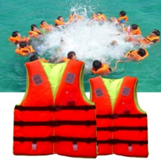 Áo phao cứu hộ phản quang an toàn kèm còi và chịu trọng lượng lớn trên 75kg L107, Màu cam